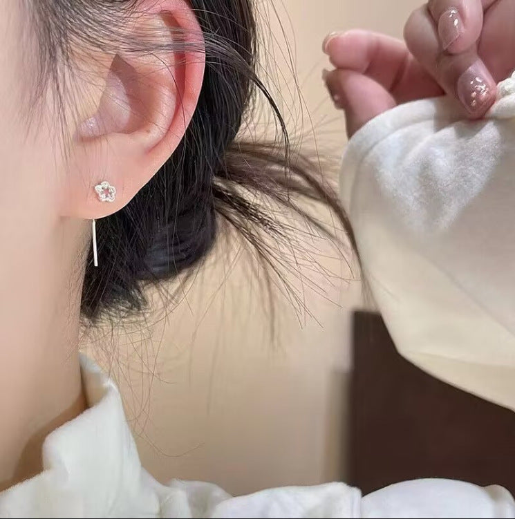 Women's Flower Simple Elegant Tassel Sterling Sier Niche Earrings