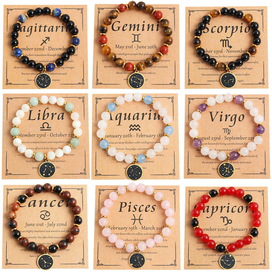 Beaded With Card Round Stainless Steel Gold Plated Drop Oil Bracelets
