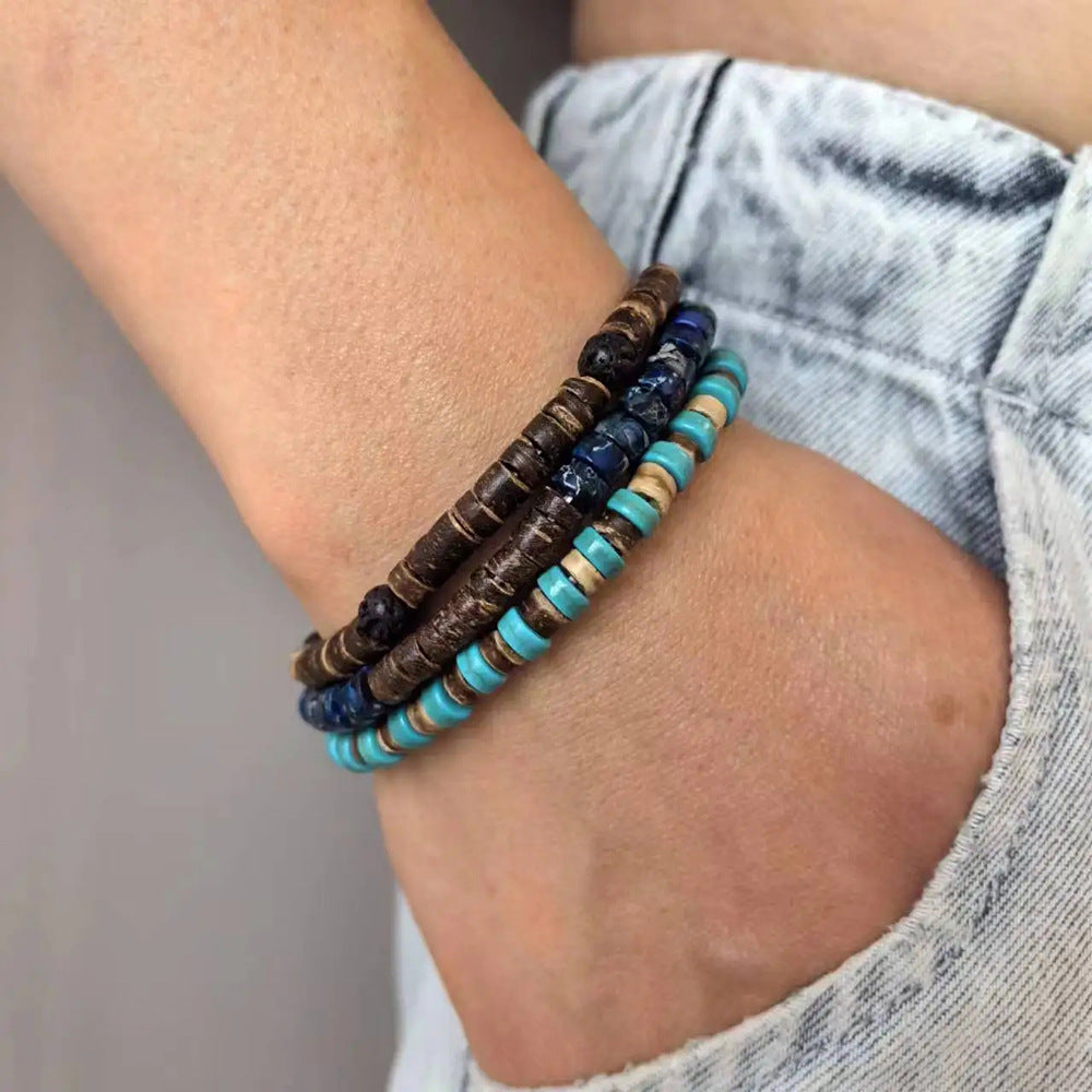 Men's Piece Twin Suit Retro African Turquoise Bracelets