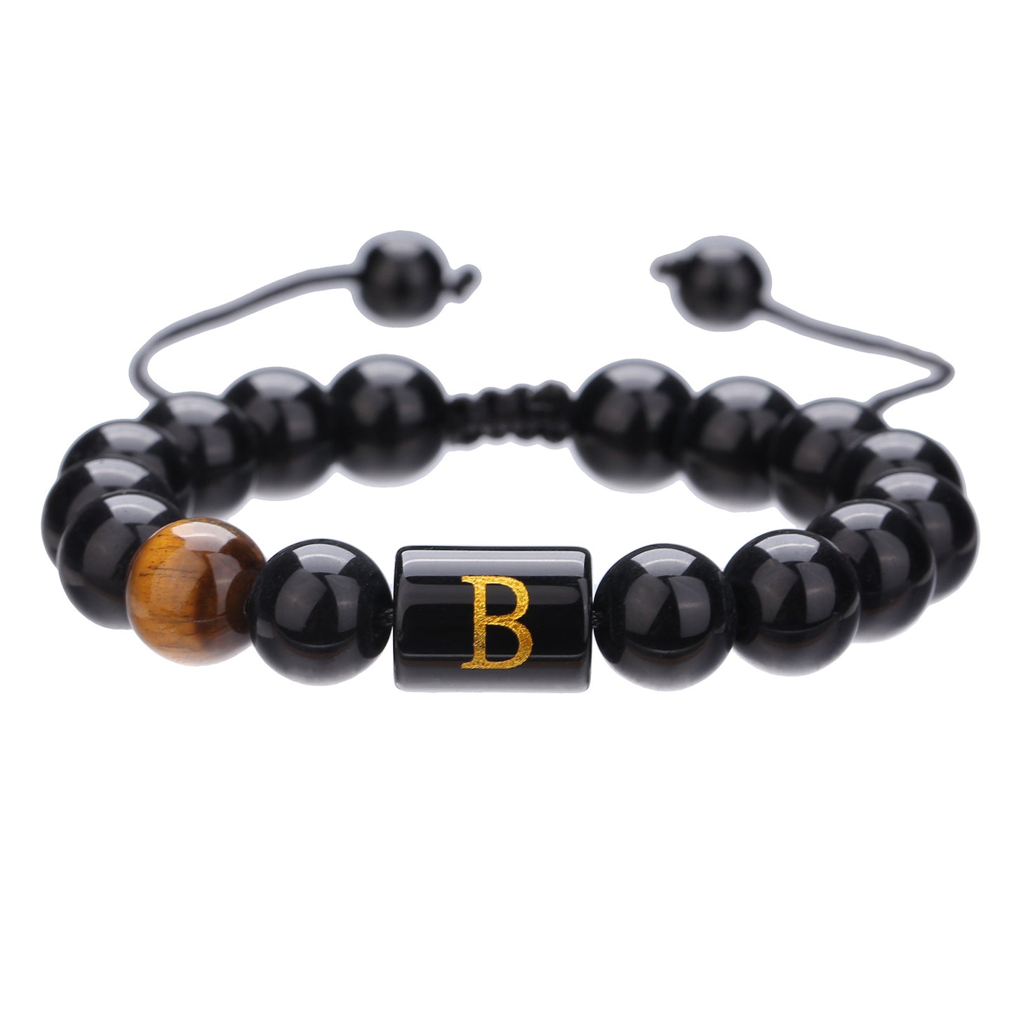 Live Streaming Black Agate Beads Male Letter Bracelets