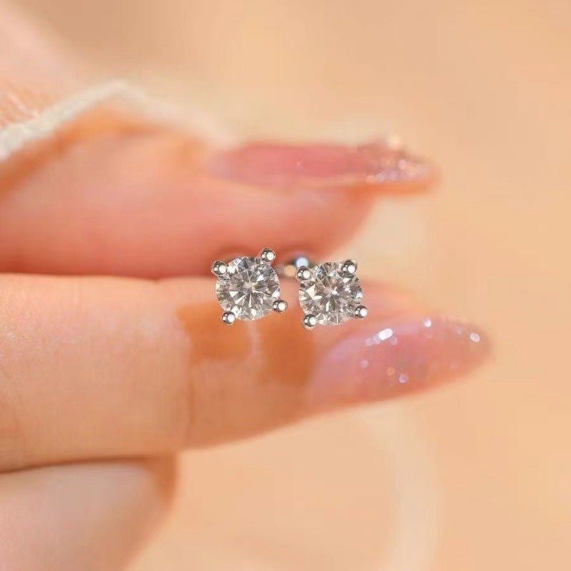 Zircon Sier Needle Love Moissanite Simulation Geometric Earrings