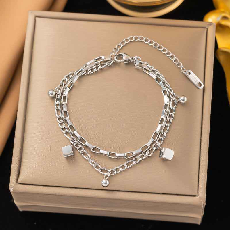 Titanium Steel Female Gold Fashion Light Luxury High Bracelets