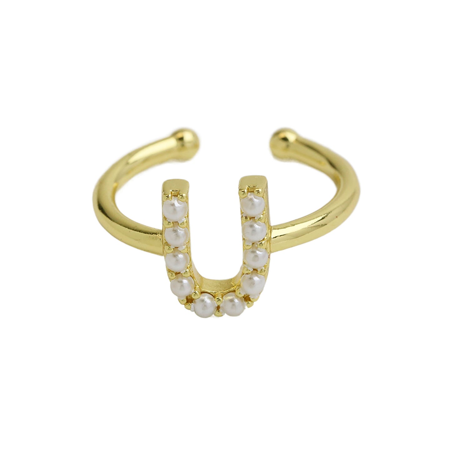 Women's Xi Brass Pearl English Letters Open Rings