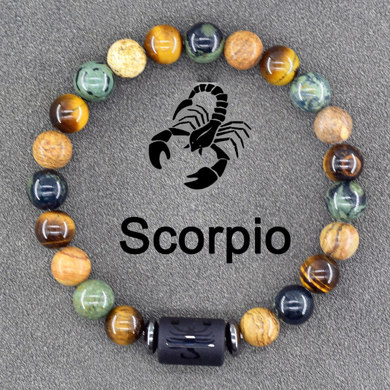 Constellation Natural Stone Beaded Twee Tigereye Bracelet