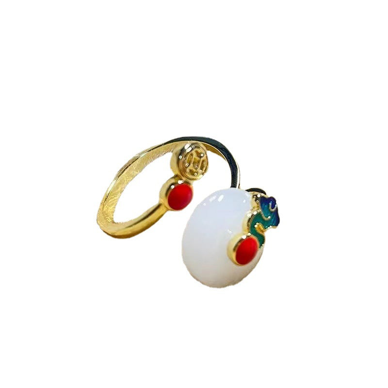 Palace Retro Style Imitation White Jade Ring