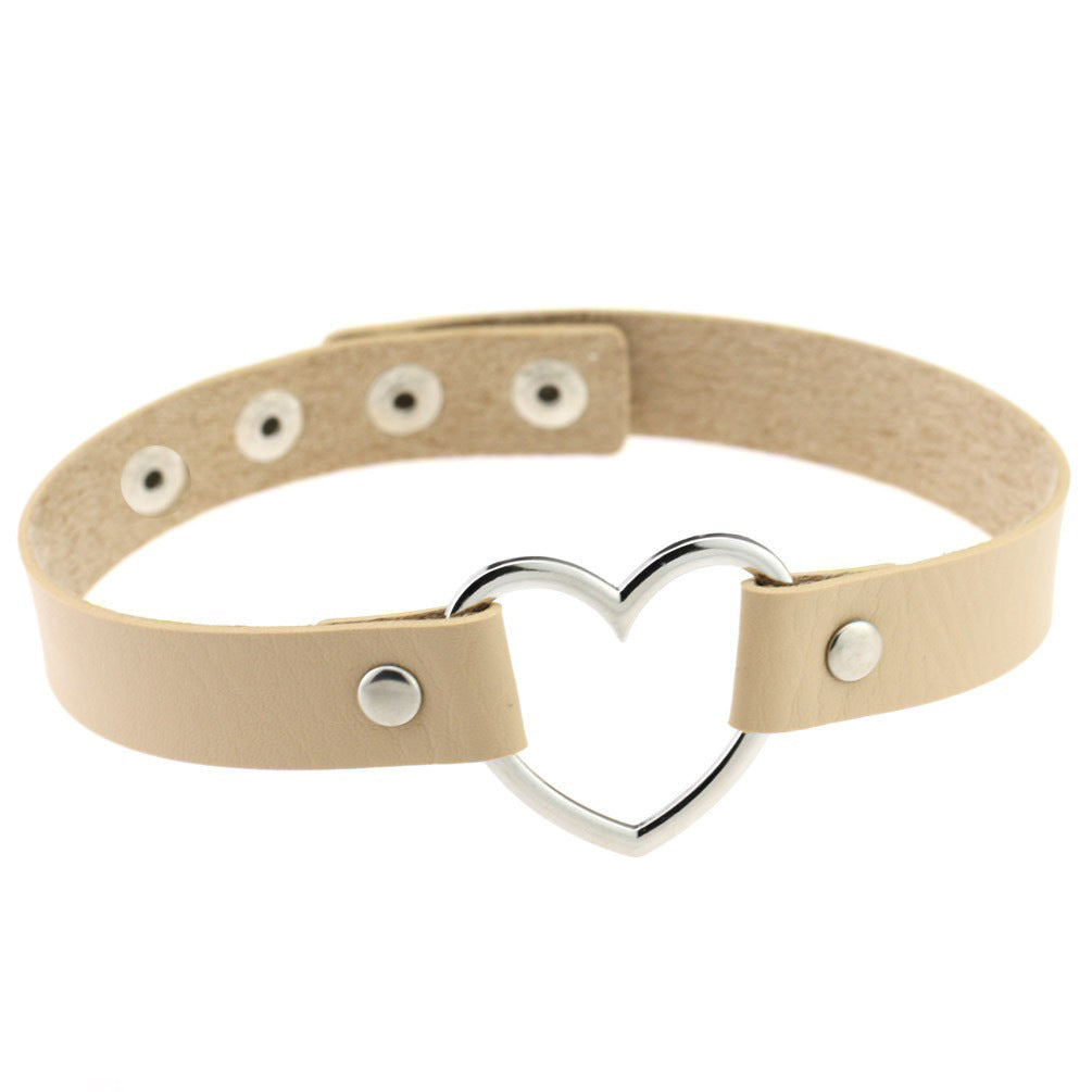 Fashion Punk Nightclub Soft Leather Heart Love Necklaces