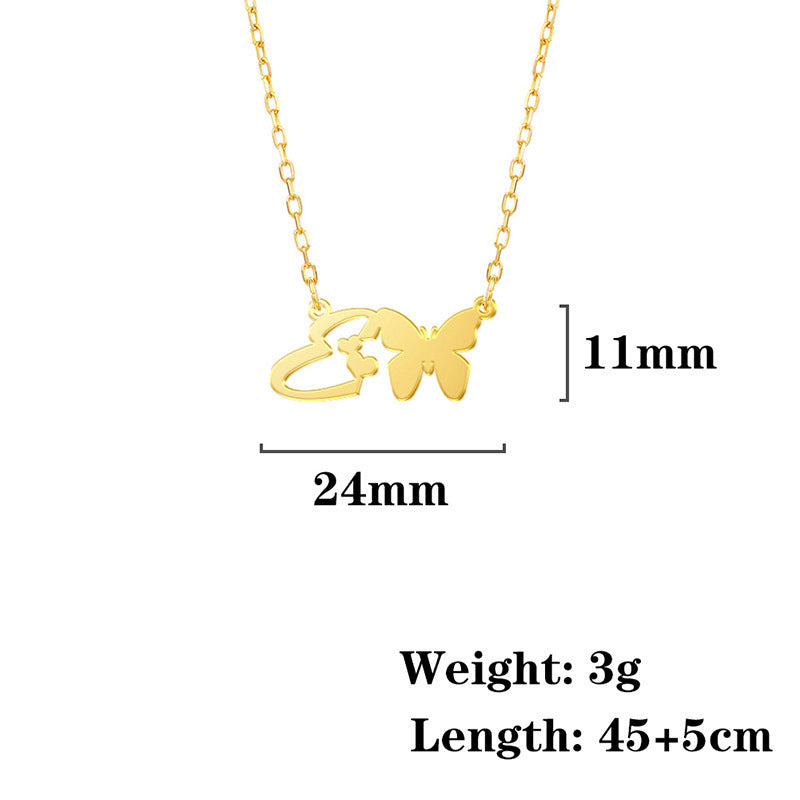 Stainless Steel Butterfly Love Letter High-grade Clavicle Pendants