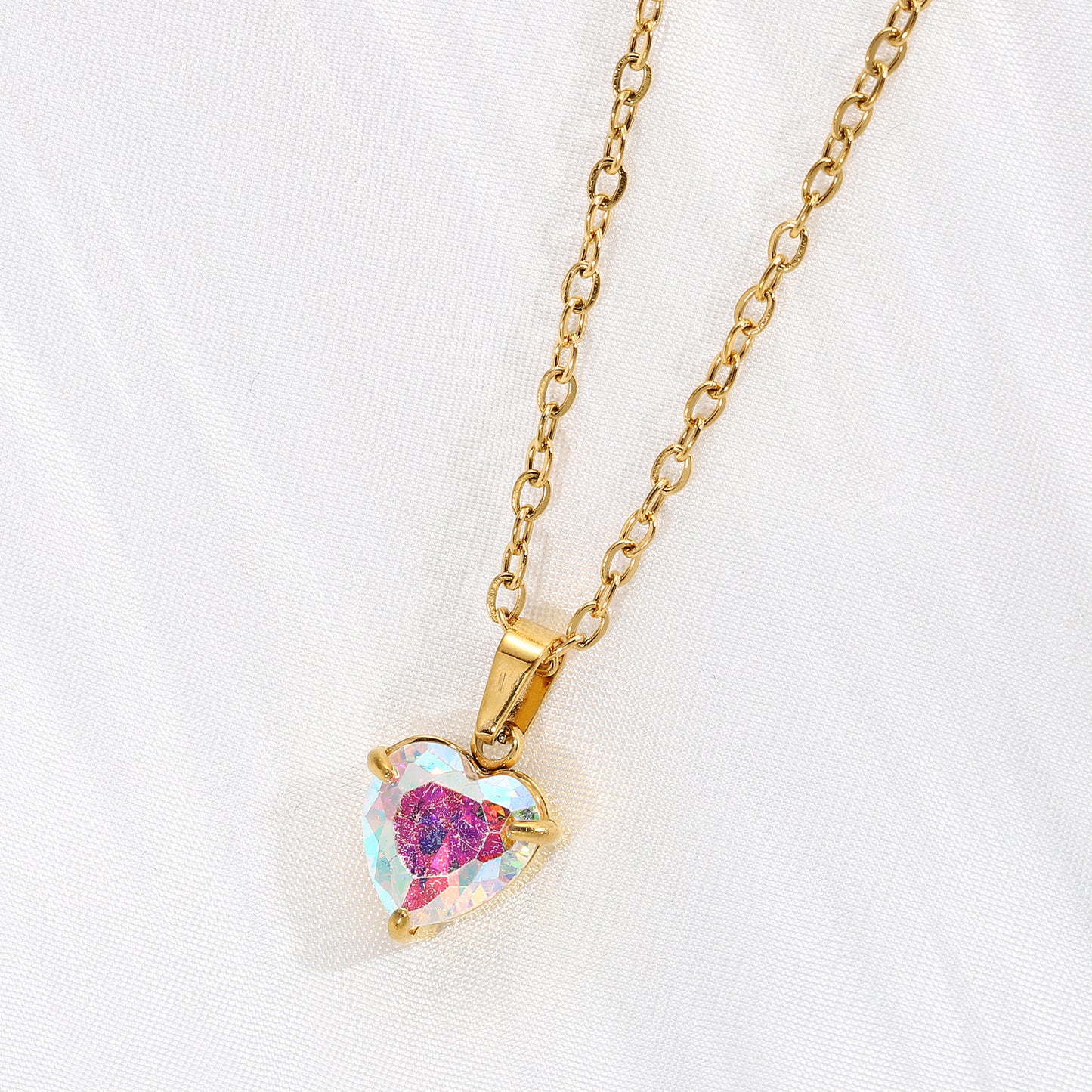 Women's Loving Heart Zircon Simple Heart-shaped Stainless Steel Clavicle Necklaces
