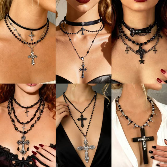 Gothic Style Rivet Cross Series Fashion Short Exaggerated High-grade Necklaces