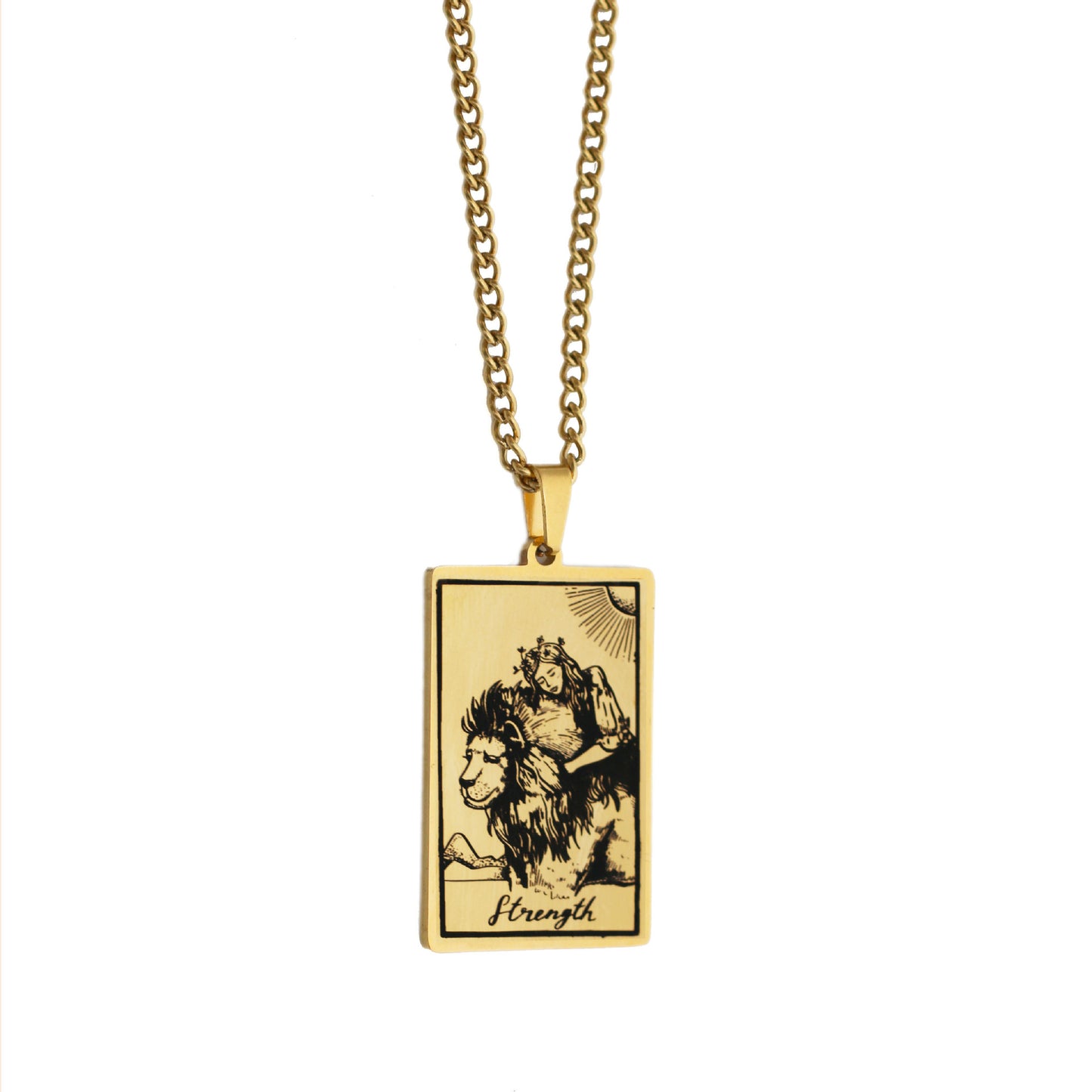 Zhang Tarot Titanium Steel Retro Rectangular Necklaces