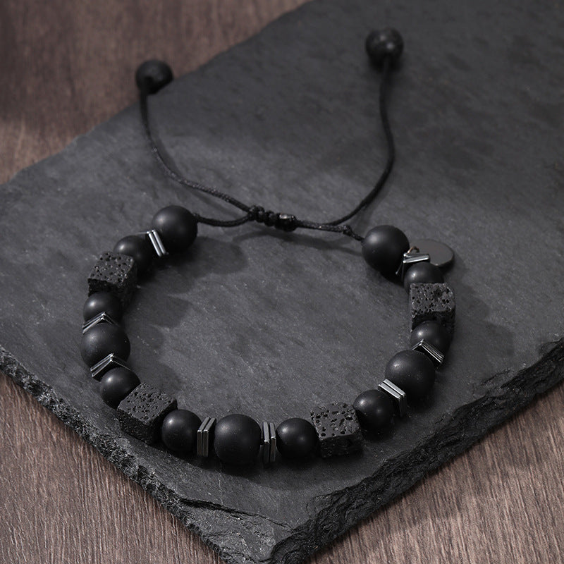 Men's Natural Volcanic Rock Snowflake Stone Beads Vintage Bracelets