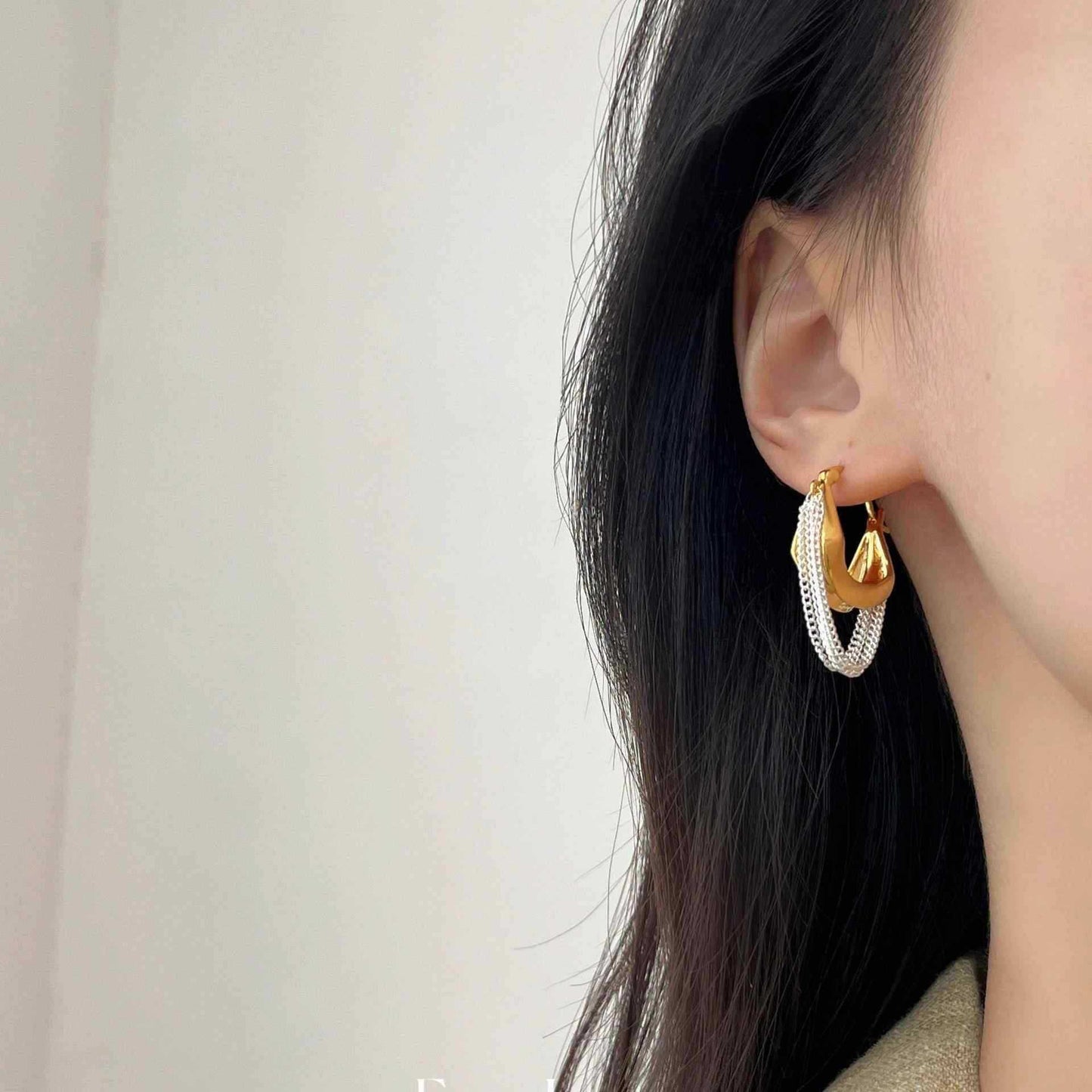 Sier Contrast Color Chain Light Luxury High Sense Niche Rings