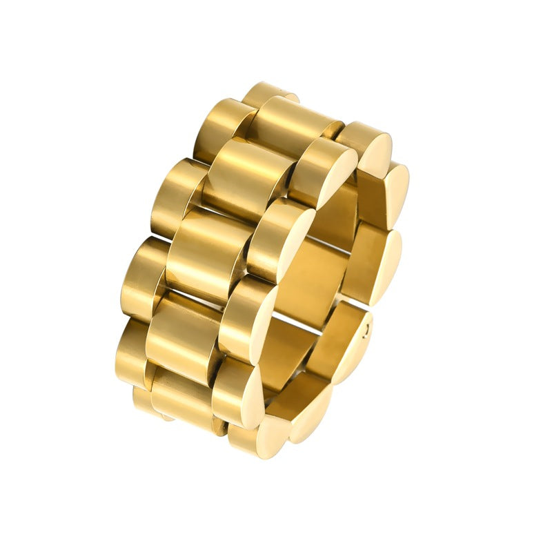 Gold-plated Stainless Steel Watch Width Titanium Rings