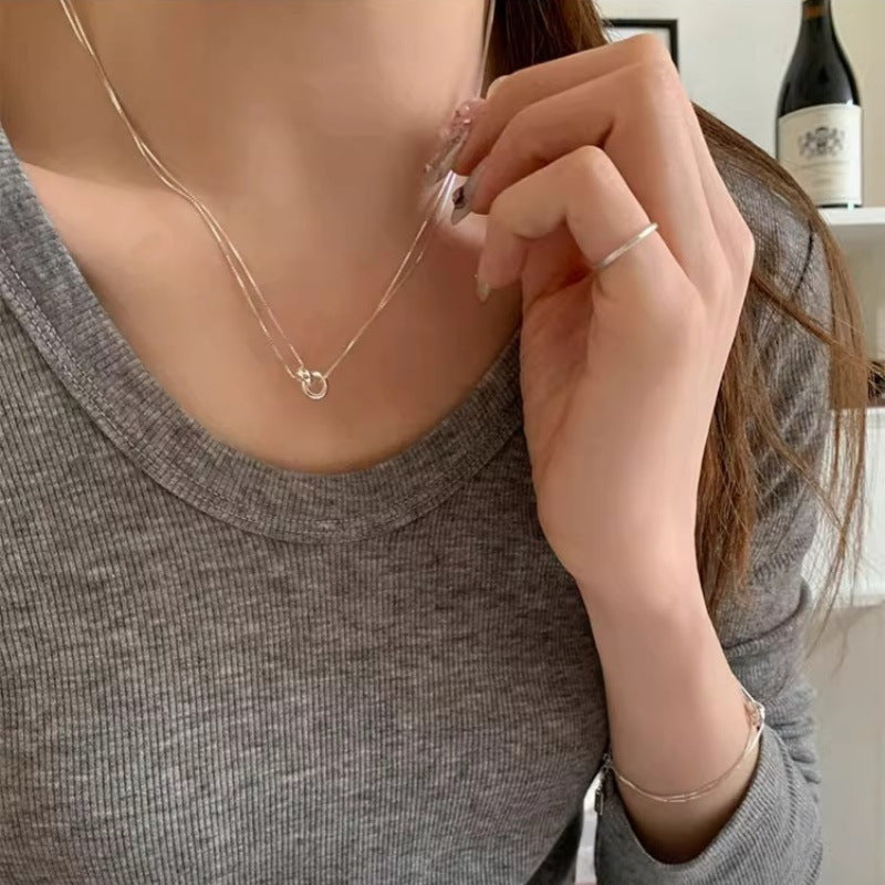 Women's Simple Buckle Design Clavicle Chain Necklace