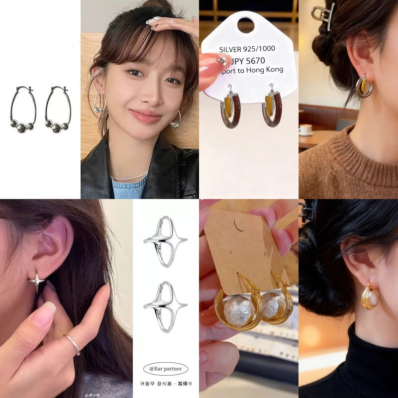 Fashionable Double Layer Hollow Zircon Circle Ear Buckle