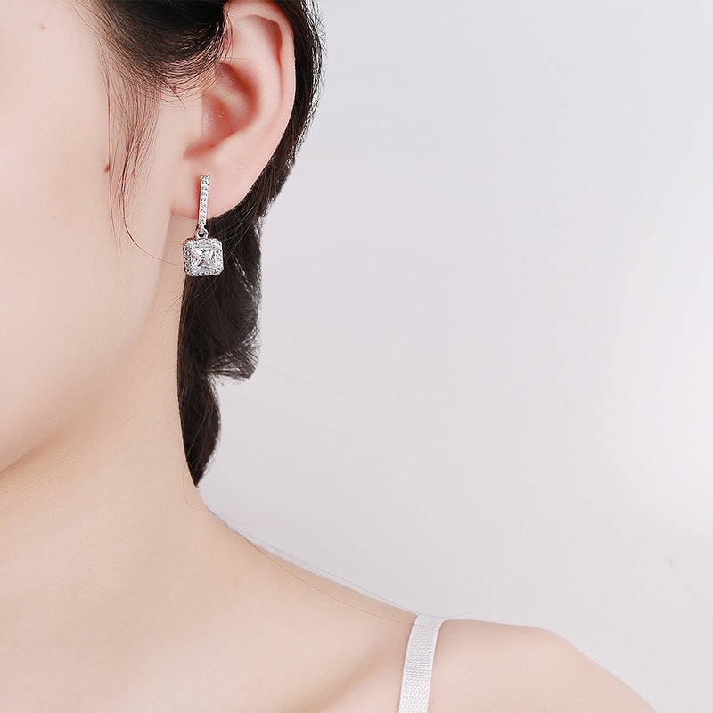 Women's Style Diamond Square Cute Fashion Small Creative Stud Earrings
