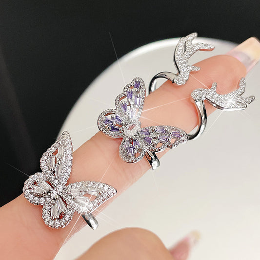 Super Fairy Zircon Butterfly Open Index Rings