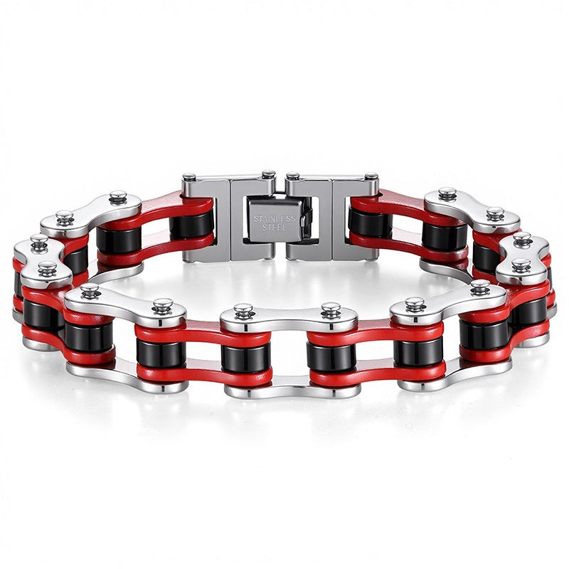 Men's Steel Handmade Motorcycle Punk Bicycle Couple Bracelets