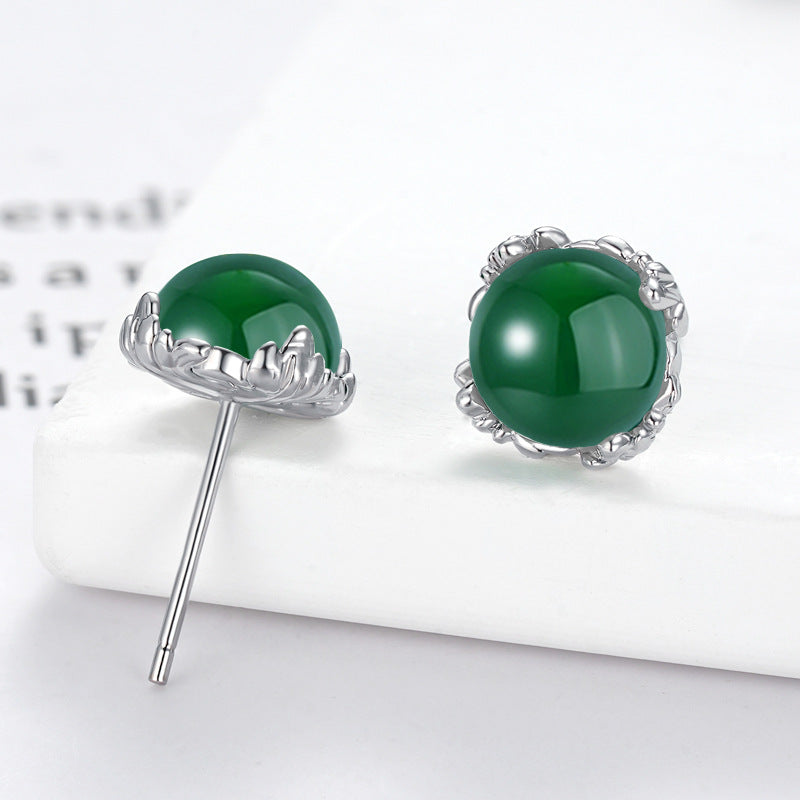 Jade Round Beads Red Green Agate Ear Fresh Rings