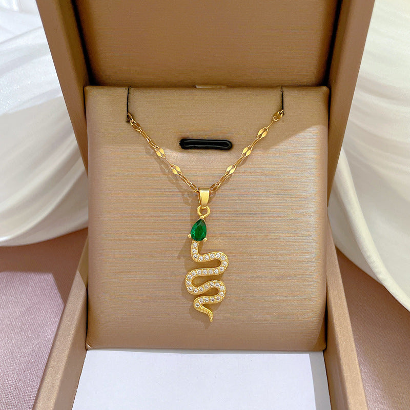 Inlaid Real Gold Female Lucky Beads Necklace