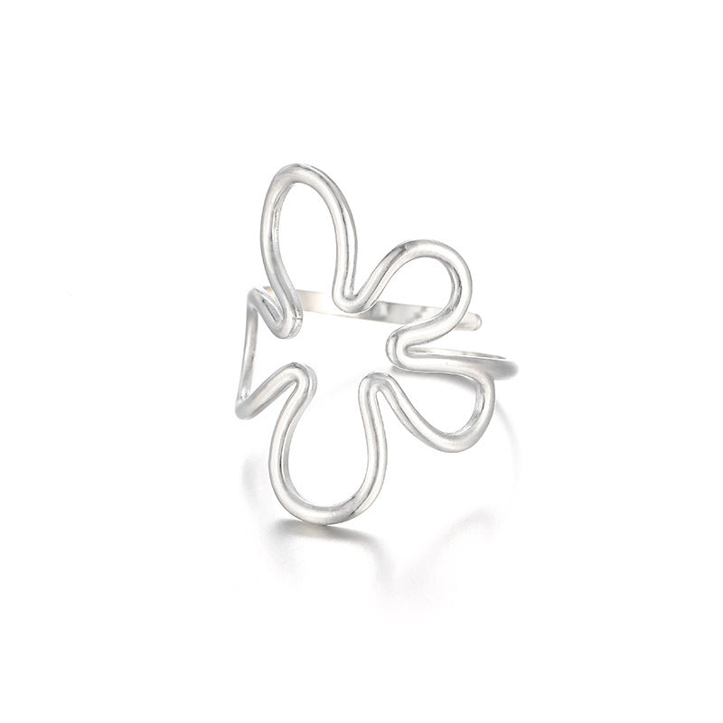 Women's Irregular Concave Convex Hammer Pattern Shaped Design Rings