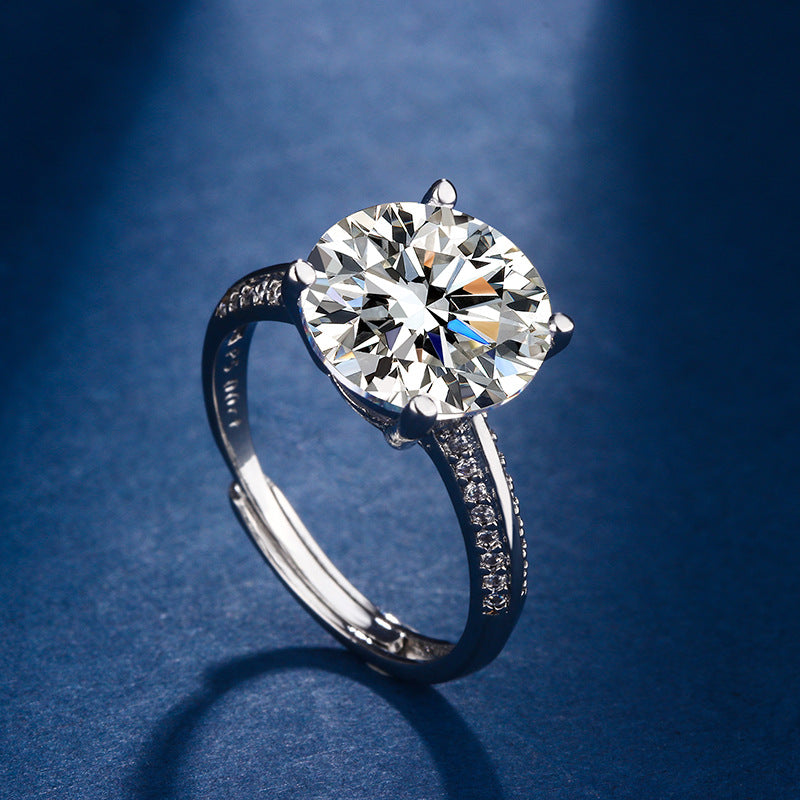 Eight Hearts Arrows Zircon Imitation Moissanite Female Male Six Claw Ring