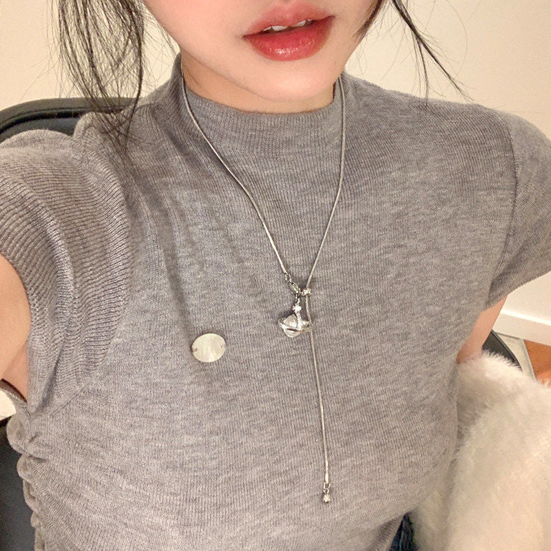 Women's Flower For Light Luxury Minority Design Vintage Sweater Chain Everyday Necklace