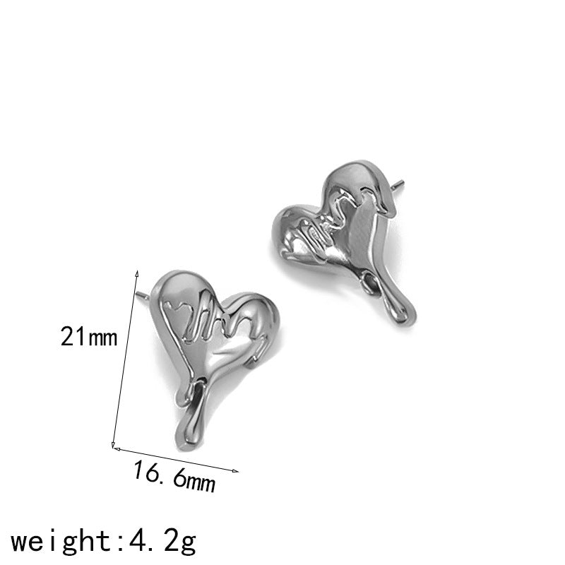 Heart-shaped Titanium Steel Ear Niche High-grade Earrings