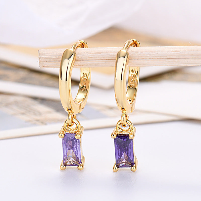 Sier Needle Export Sale Rectangular Color Earrings