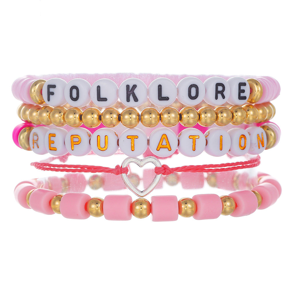 Women's Swift Fan Reputation English Letter Polymer Bracelets