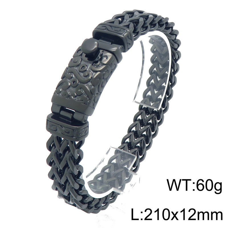 Men's Personalized Titanium Steel Keel Chain Punk Diamond Bracelet