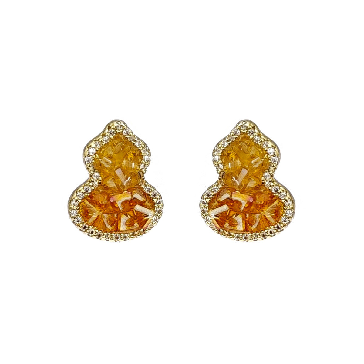 Light Luxury Gourd Personalized Minority Gradient Glass Crystal Earrings