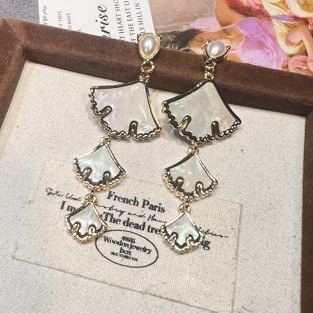 Women's Abalone Shell Series Gold Plated Environmental Protection Fashion French High-grade Earrings