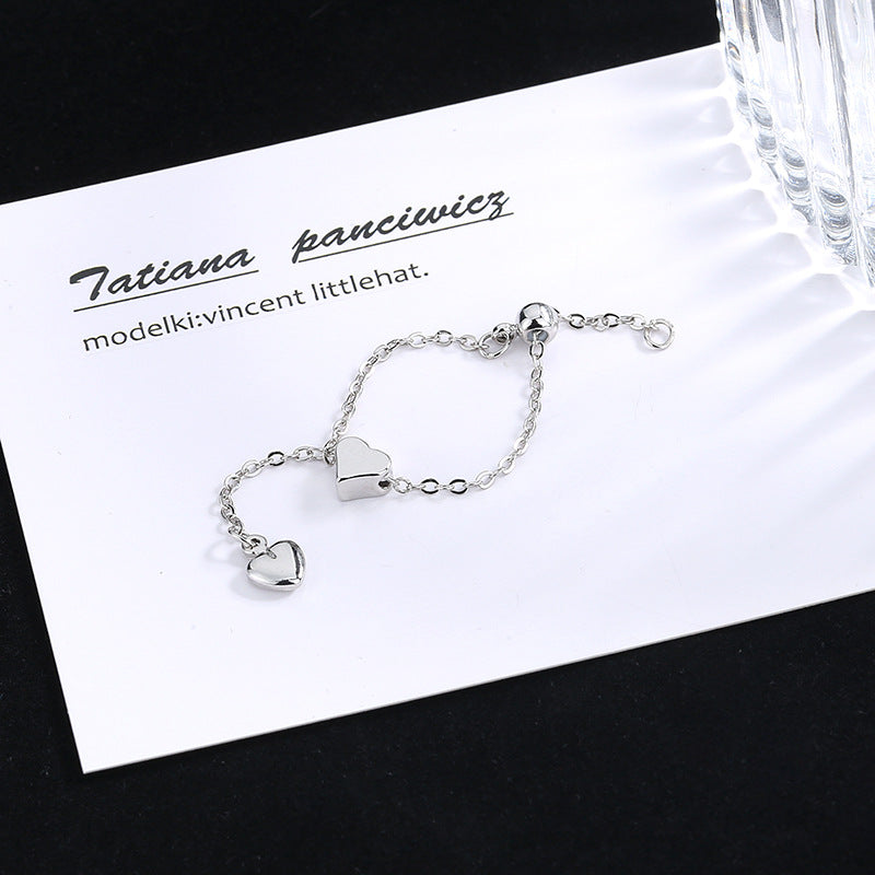 Pull Love Heart-shaped Female Fashion Artistic Tassel Five-pointed Ring