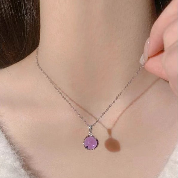 Amethyst Sier Plated Female Affordable Luxury Fashion Necklace