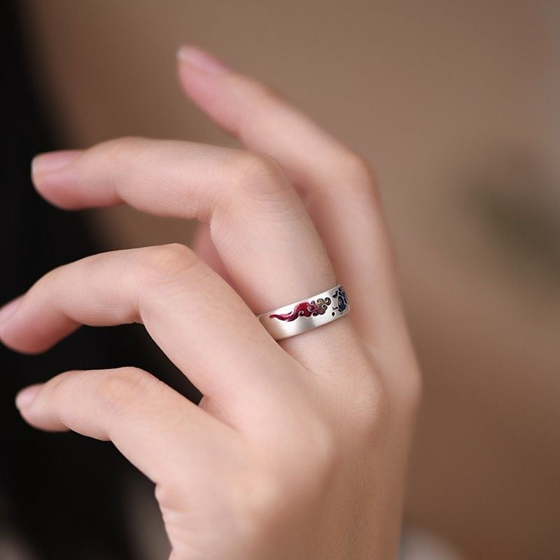 Women's Blossom Koi Retro Ethnic Style Exquisite Carved Rings