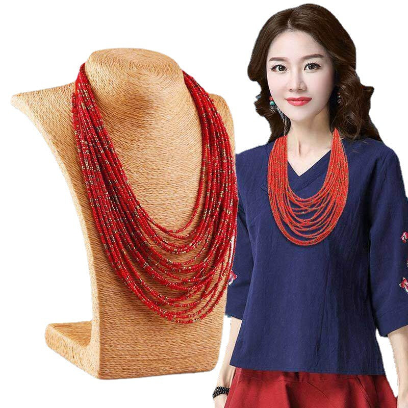 Ethnic Style Hand-woven Beads Stringed Multilayer Necklace
