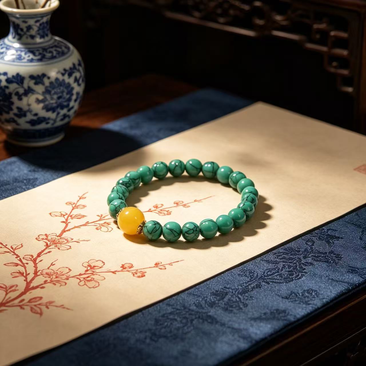 Ethnic Style Six Words Mantra Optimized Turquoise Bracelet