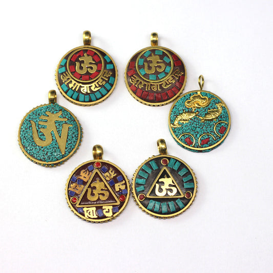 Handmade Nepal Style Mantra Ethnic Live Pendants