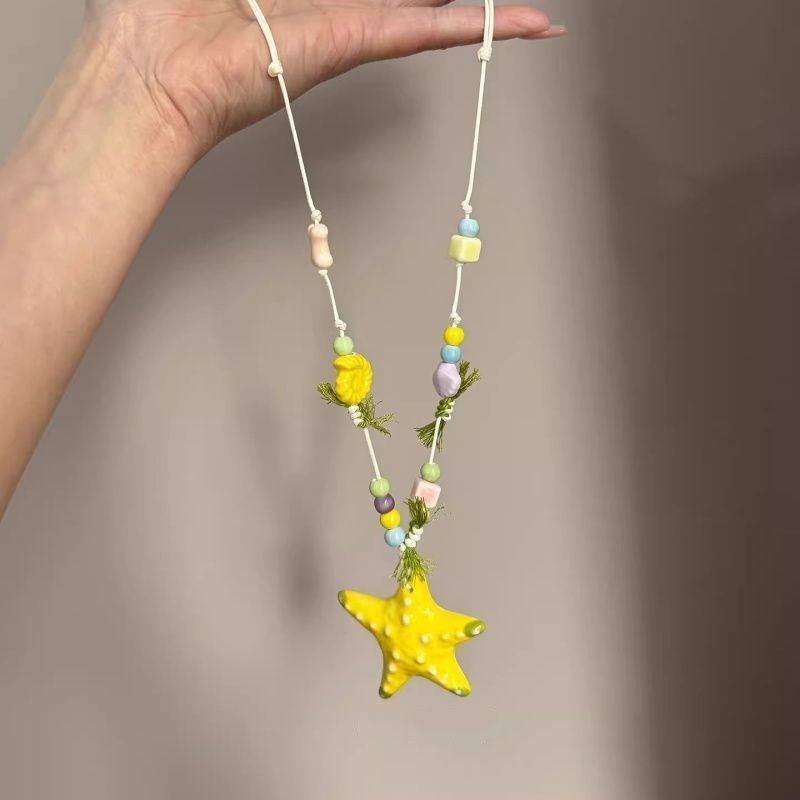 Ceramic Apple Braid Rope Beaded Female Niche Necklaces
