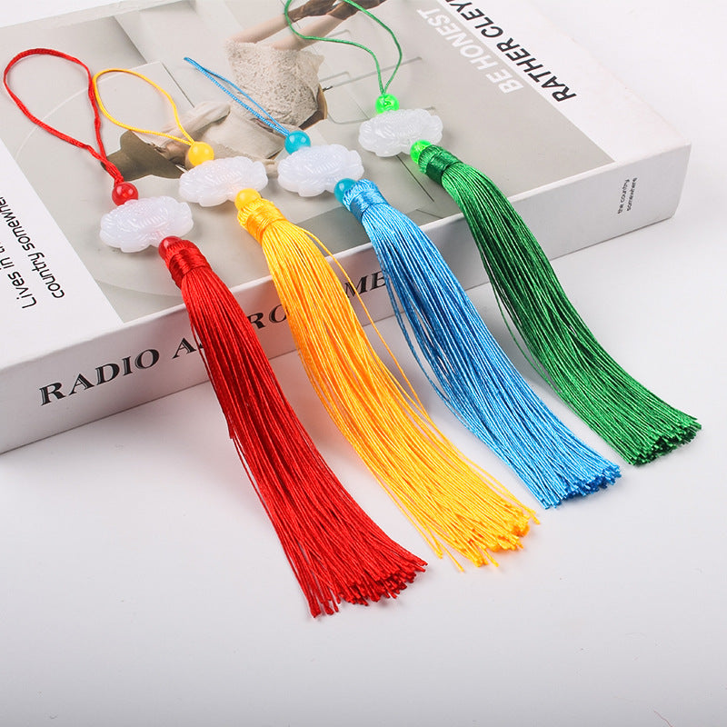 Jade Lotus Tassel Fringe Kunlun Fan Cheongsam Jewelry Accessories