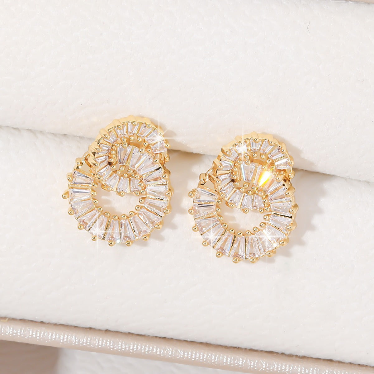 Zircon Female Sier Simple Double Design Sense Ear Clip Exquisite Earrings