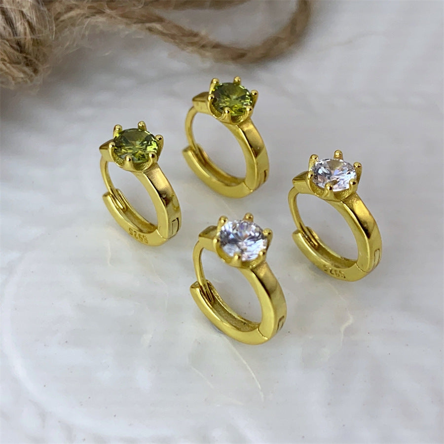 Sier Geometric Square Zircon Female Earclip Earrings