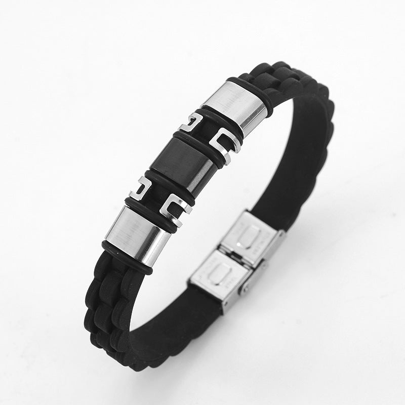Men's Trendy Silicone Titanium Steel Couple Inscription Minimalism Bracelets