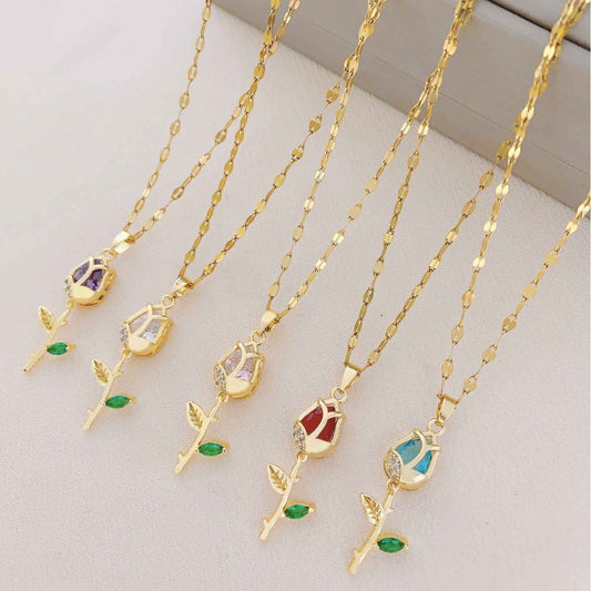 Women's Tulip Fashionable High-grade Titanium Steel Clavicle Necklace