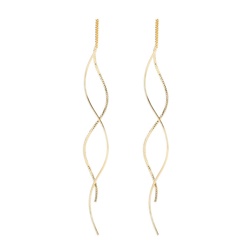 Wave Female Light Luxury Minority Design Sense Long Fringe Temperamental Ear Line