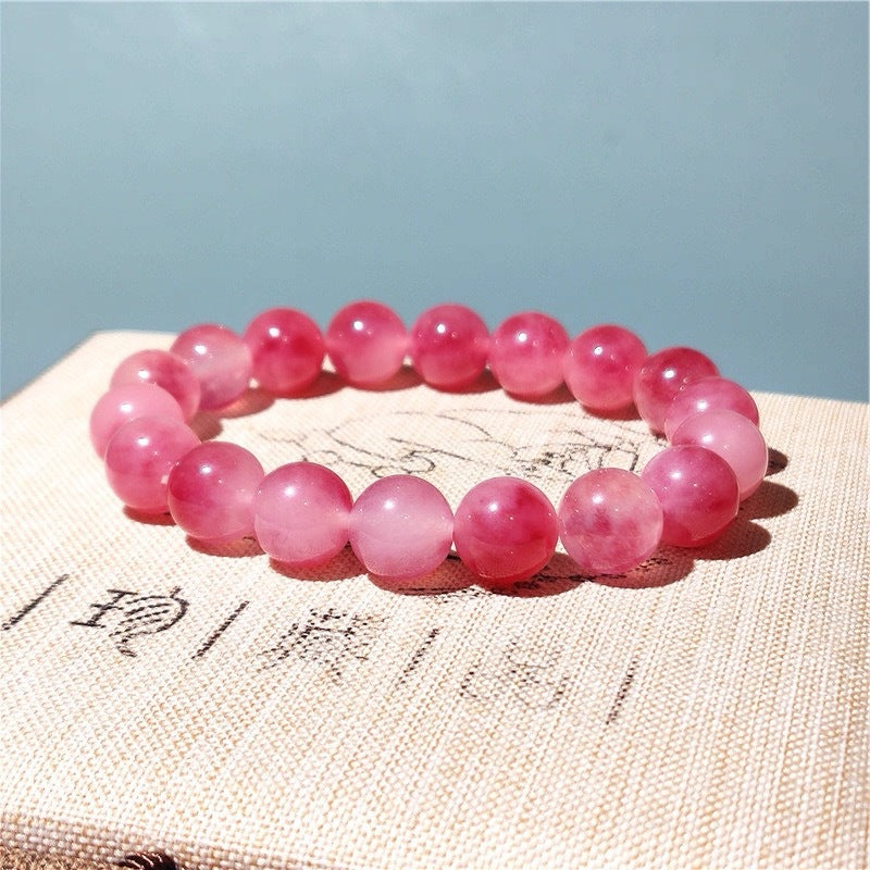 Natural Cherry Blossom Floating Flowers Agate Chalcedony Fashion Sweet Single Bracelet