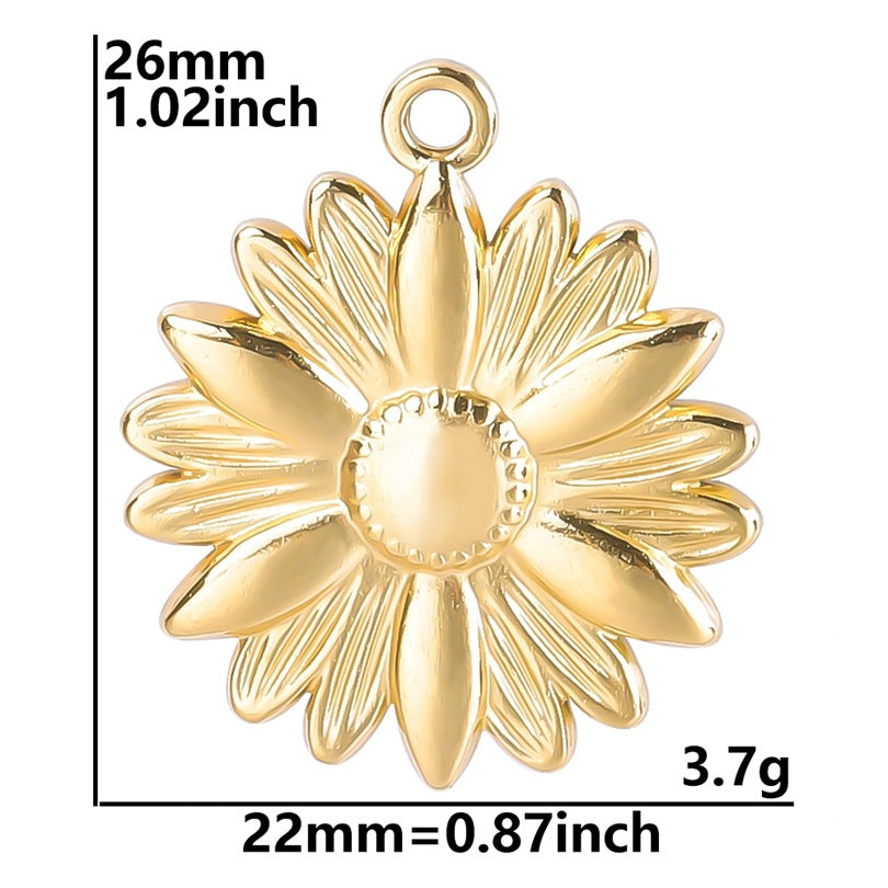 Stainless Steel Accessories Golden Sunflower Titanium Pendants