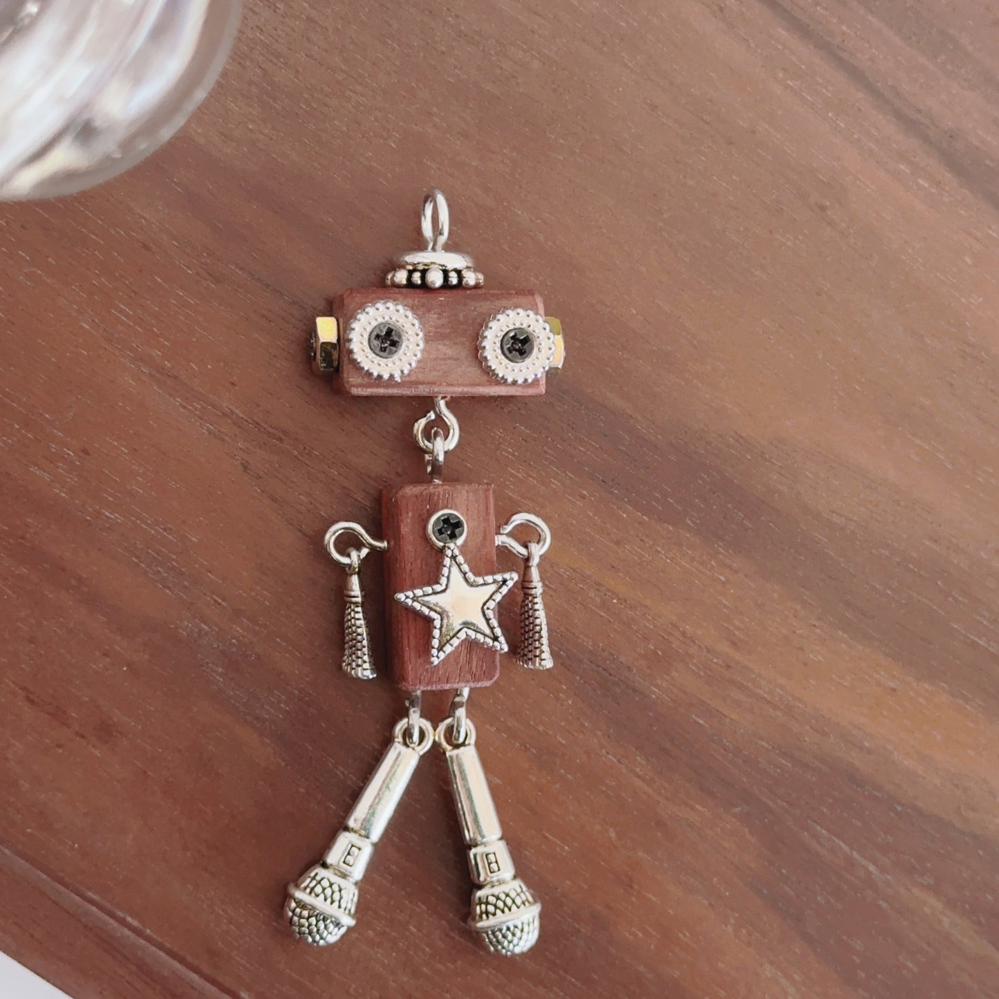 Personality Handmade Wooden Robot Hangings Accessories Pendants