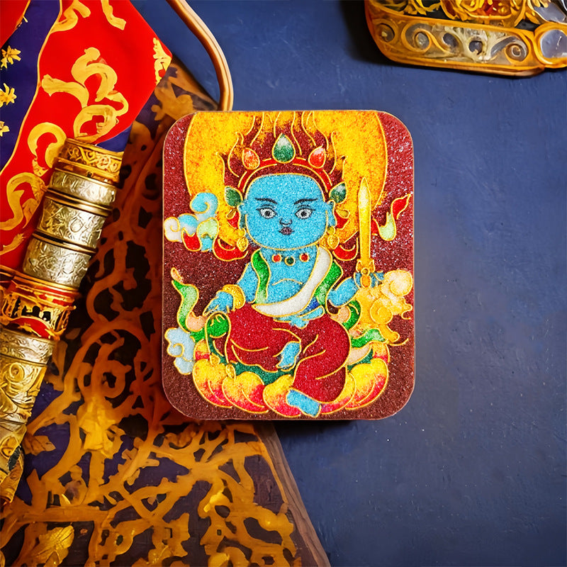 Brass Five Master Buddha Hand Painted Pendants